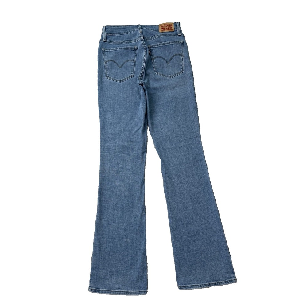Levis 725 High Rise Boot Cut Jeans Womens 29 8 M Blue Denim 32" Inseam Western - Picture 4 of 6